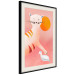 Poster Young Tiger - playful animal touching a bird on a red background 135716 additionalThumb 10