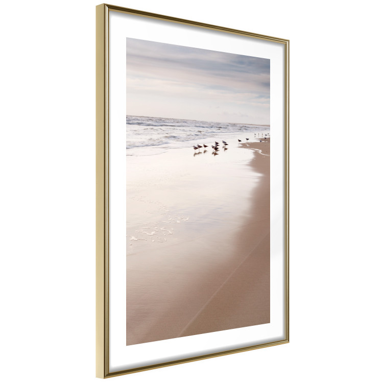 Poster Autumn Beach - seascape of a beach and ducks against a bright sky 137916 additionalImage 2