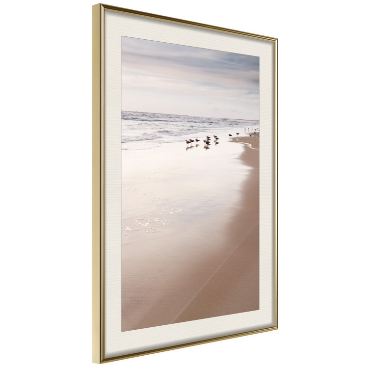 Poster Autumn Beach - seascape of a beach and ducks against a bright sky 137916 additionalImage 3