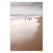 Poster Autumn Beach - seascape of a beach and ducks against a bright sky 137916