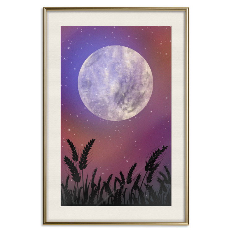 Wall Poster Night in the Countryside - meadow landscape against a cosmic sky and bright moon 138216 additionalImage 18