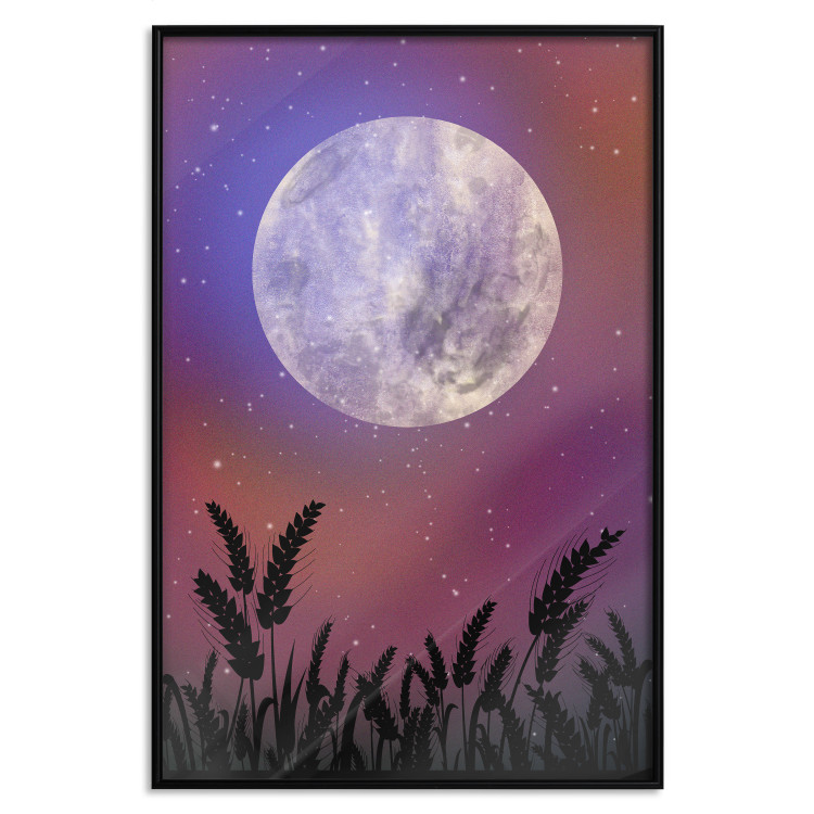 Wall Poster Night in the Countryside - meadow landscape against a cosmic sky and bright moon 138216 additionalImage 12