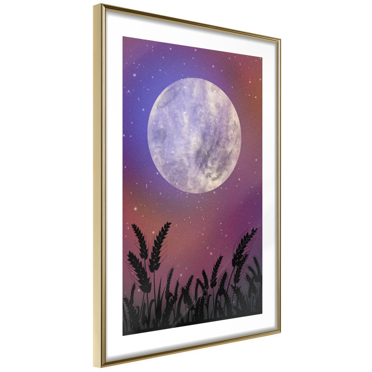 Wall Poster Night in the Countryside - meadow landscape against a cosmic sky and bright moon 138216 additionalImage 2