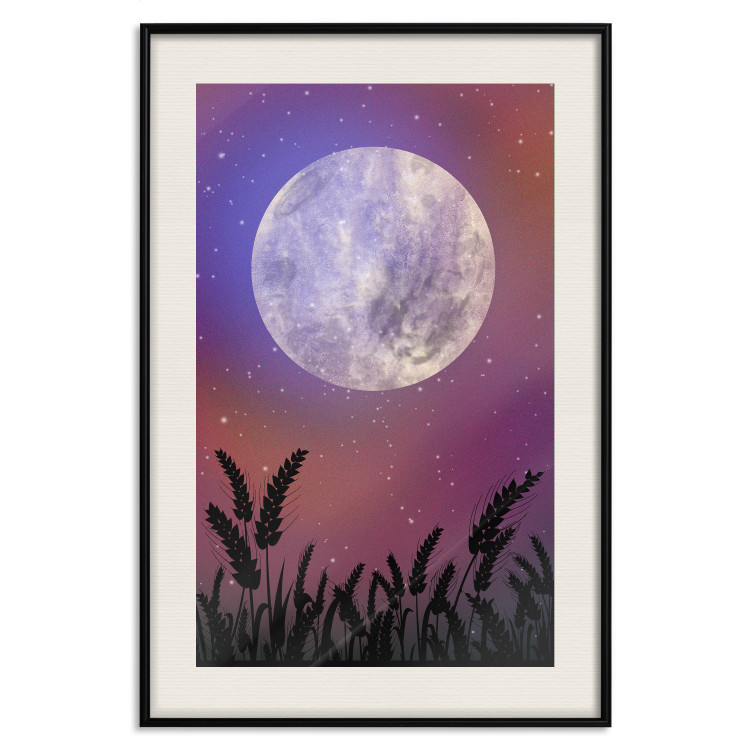 Wall Poster Night in the Countryside - meadow landscape against a cosmic sky and bright moon 138216 additionalImage 17