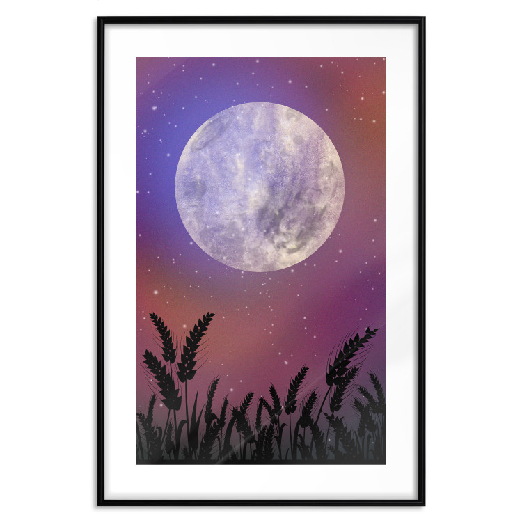 Wall Poster Night in the Countryside - meadow landscape against a cosmic sky and bright moon 138216 additionalImage 19