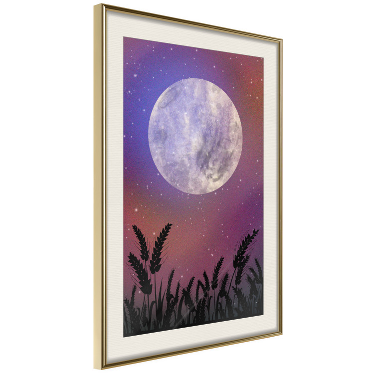Wall Poster Night in the Countryside - meadow landscape against a cosmic sky and bright moon 138216 additionalImage 3