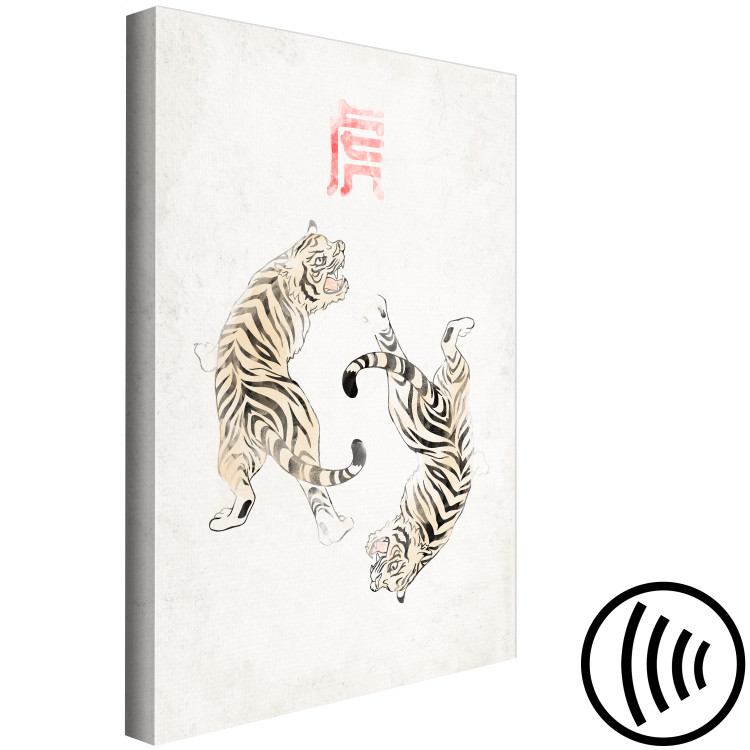 Canvas Tiger Dance (1-piece) Vertical - two wild cats on a light background 142416 additionalImage 6