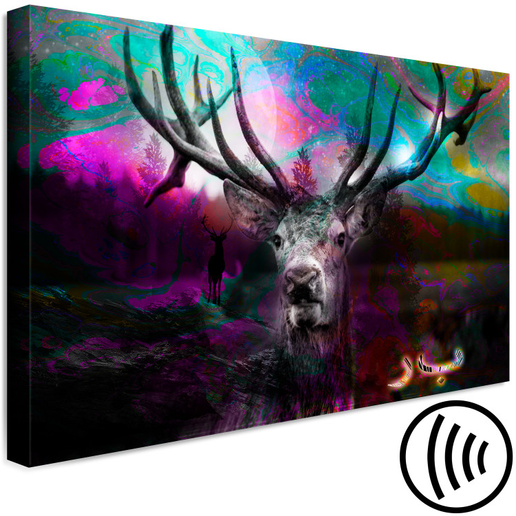 Canvas Art Print Deer in a Colorful Forest (1-piece) Wide - animal and colorful streaks 143716 additionalImage 6