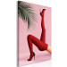 Canvas Print Red Tights (1-piece) - female legs against a green palm tree background 144116 additionalThumb 2