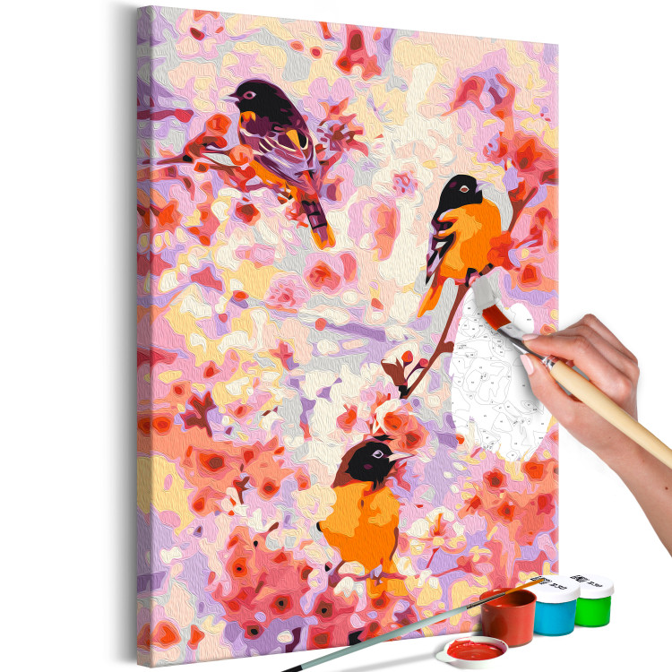 Paint by number Little Cuties - Funny Titmouse Jumping on Branches Among Flowers 144616 additionalImage 3
