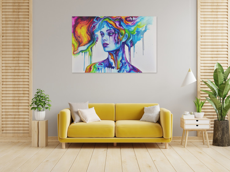 Canvas Colorful Portrait (1-piece) - woman's face in rainbow colors 144716 additionalImage 3