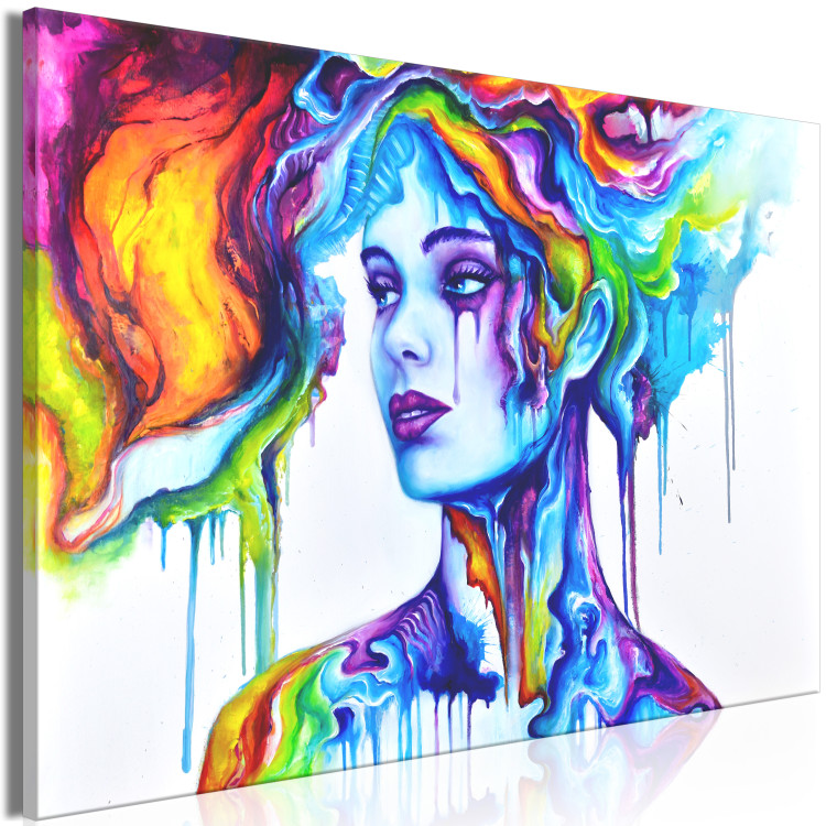 Canvas Colorful Portrait (1-piece) - woman's face in rainbow colors 144716 additionalImage 2