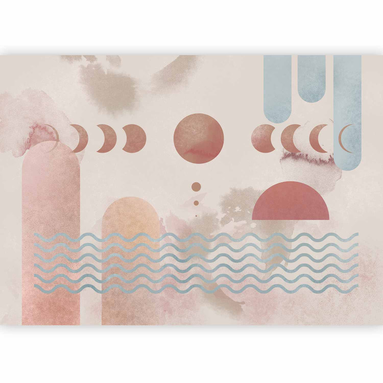 Wall Mural Sky Abstraction - Graphic Suggesting a View of the River and the Phases of the Moon 146016 additionalImage 1
