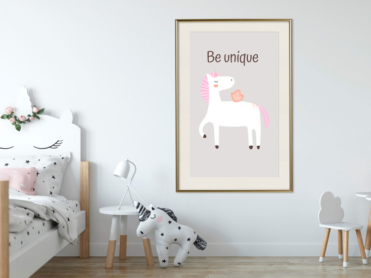 Wall Poster Be Unique - Cheerful Unicorn and a Motivating Slogan for Kids 146616 additionalImage 17