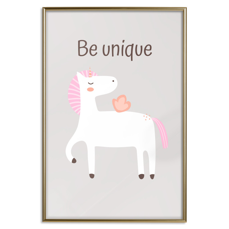 Wall Poster Be Unique - Cheerful Unicorn and a Motivating Slogan for Kids 146616 additionalImage 23