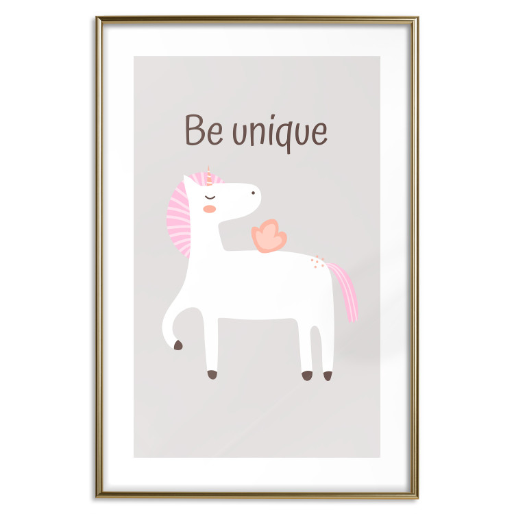 Wall Poster Be Unique - Cheerful Unicorn and a Motivating Slogan for Kids 146616 additionalImage 24