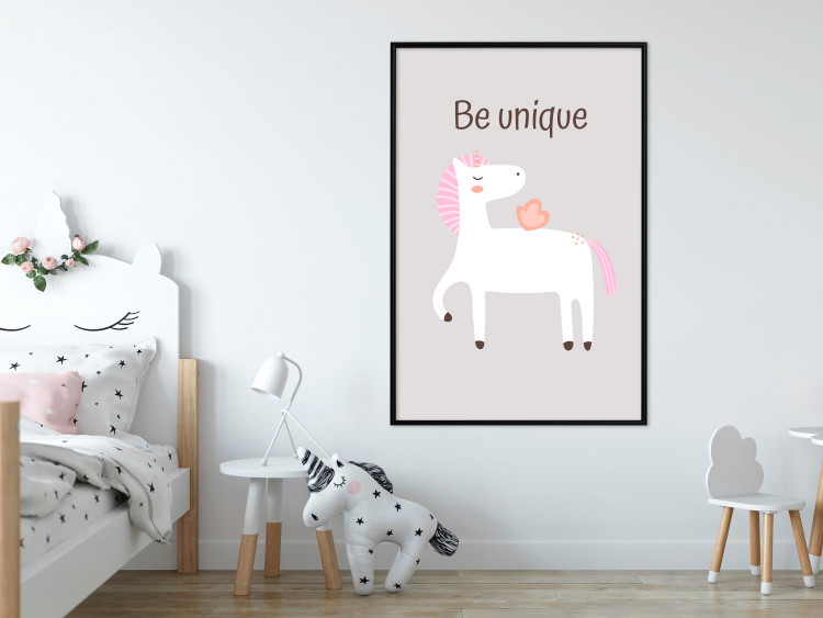 Wall Poster Be Unique - Cheerful Unicorn and a Motivating Slogan for Kids 146616 additionalImage 19