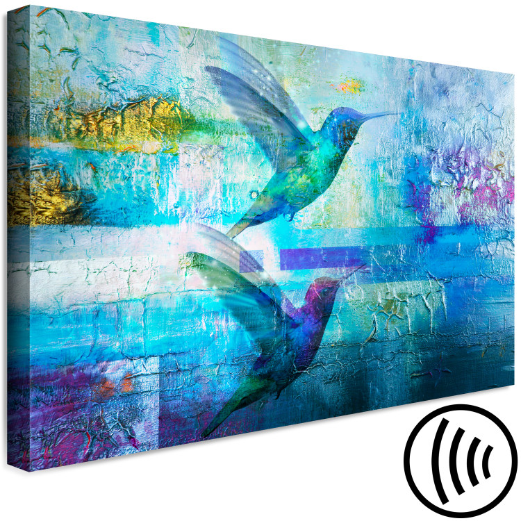 Canvas Hummingbirds in Flight (1-piece) - blue abstraction with flying birds 148916 additionalImage 6