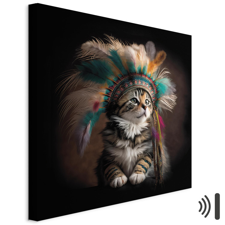 Canvas AI Kitty - Portrait of a Proud Animal in an Indian Headdress - Square 150116 additionalImage 8