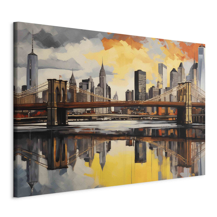 Canvas Art Print Brooklyn - Charming View of the Bridge and Modern City Skyscrapers 151916 additionalImage 2