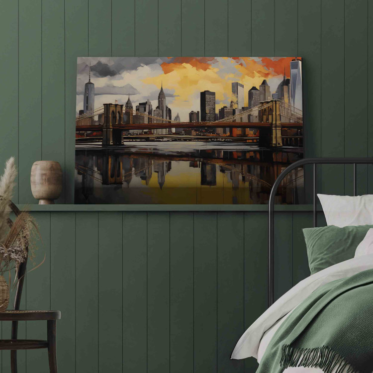 Canvas Art Print Brooklyn - Charming View of the Bridge and Modern City Skyscrapers 151916 additionalImage 9