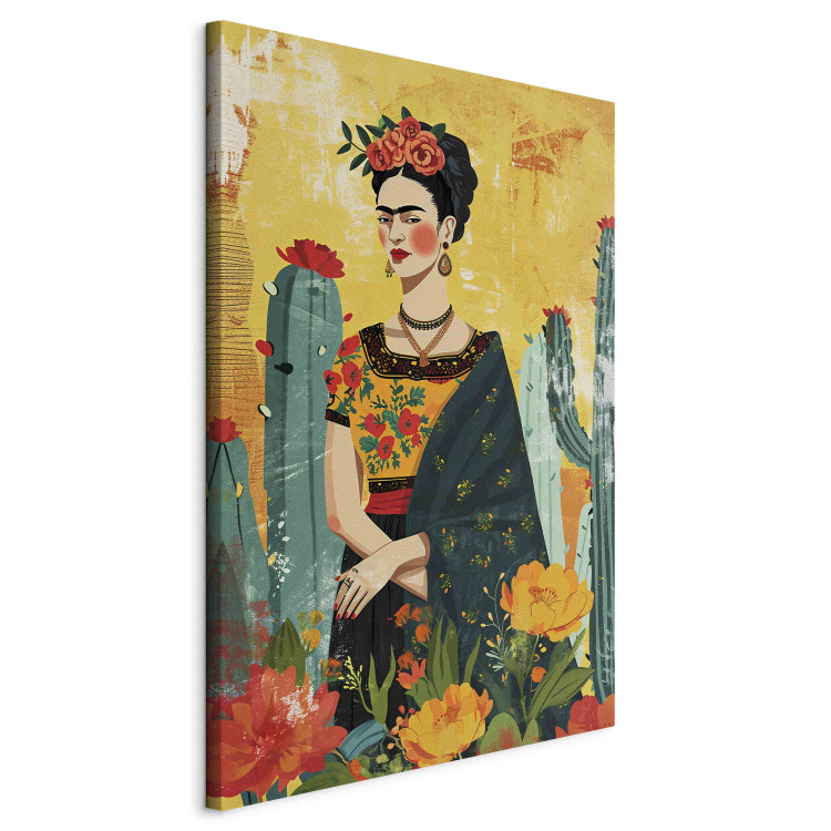 Large canvas print Frida Kahlo - An Artistic Representation of the Artist With Cacti [Large Format] 152216 additionalImage 3