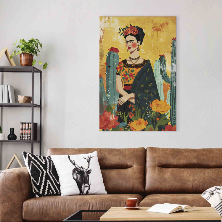 Large canvas print Frida Kahlo - An Artistic Representation of the Artist With Cacti [Large Format] 152216 additionalImage 6