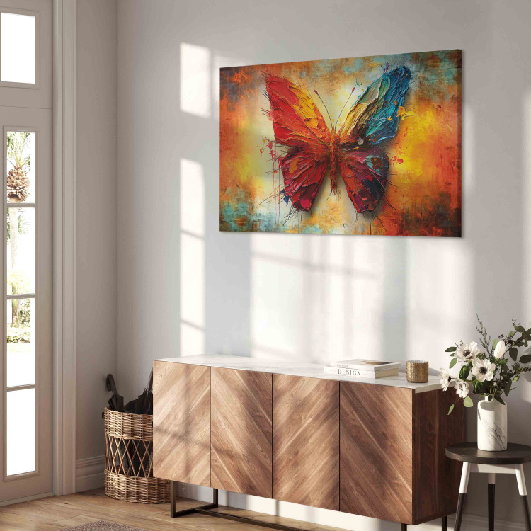 Canvas Collectible Butterfly - Painting Insect on Orange Background 159516 additionalImage 5