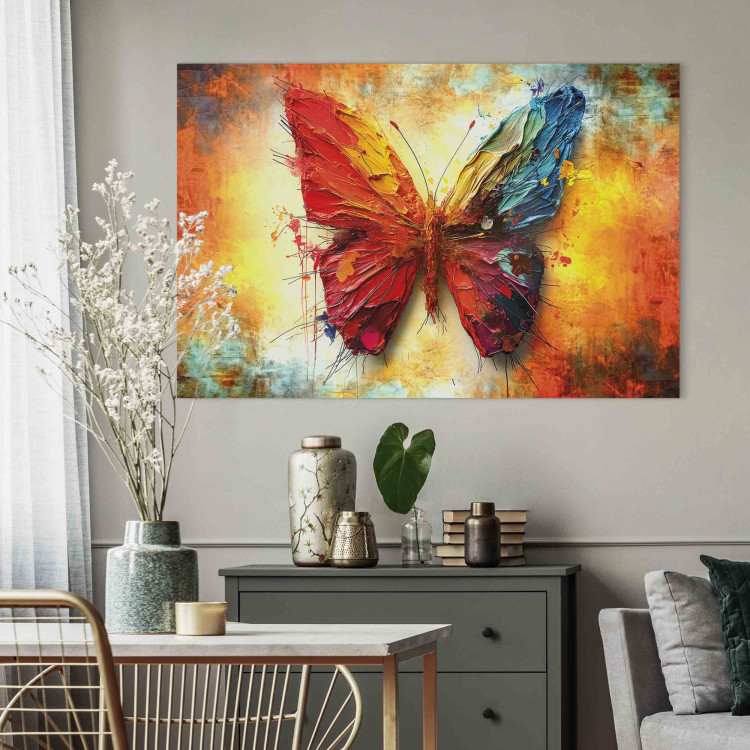 Canvas Collectible Butterfly - Painting Insect on Orange Background 159516 additionalImage 3