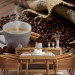 Wall Mural Morning - Cup of Hot Coffee on a Brown Background with Spices 59816 additionalThumb 6