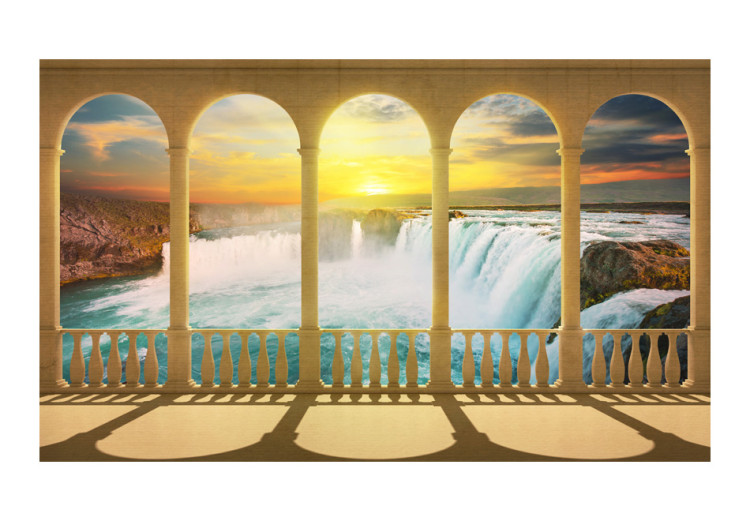 Photo Wallpaper Dream of Niagara Falls - River Landscape with Waterfall behind Columns 60016 additionalImage 1
