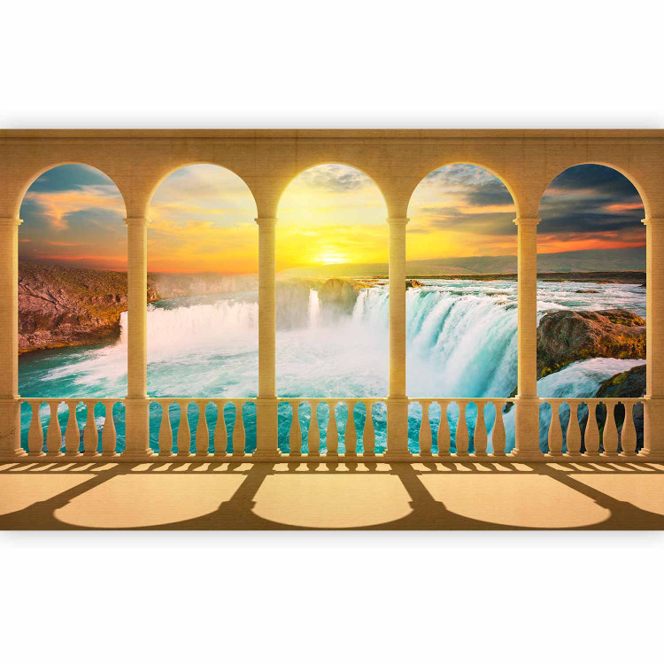 Photo Wallpaper Dream of Niagara Falls - River Landscape with Waterfall behind Columns 60016 additionalImage 1