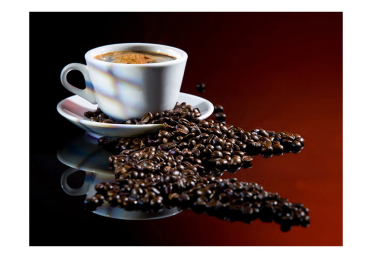 Wall Mural Coffee - Subtle Motif of Black Coffee in a White Cup on a Dark Background 60216 additionalImage 1