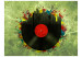Wall Mural Sounds of the City - Vinyl record on a green background with various colors 61116 additionalThumb 1