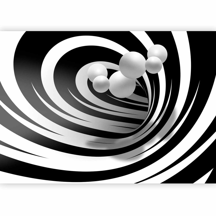 Wall Mural Modern Abstraction - black and white tunnel with 3D depth illusion and balls 62016 additionalImage 1