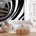 Wall Mural Modern Abstraction - black and white tunnel with 3D depth illusion and balls 62016