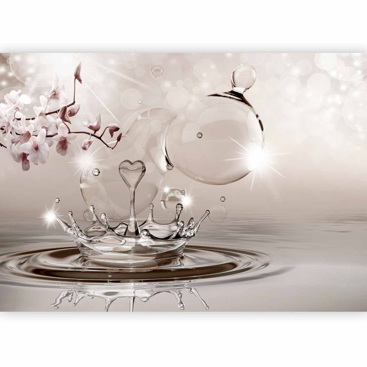 Photo Wallpaper Composition with heart - orchid over a surface of water with drops 72116 additionalImage 5