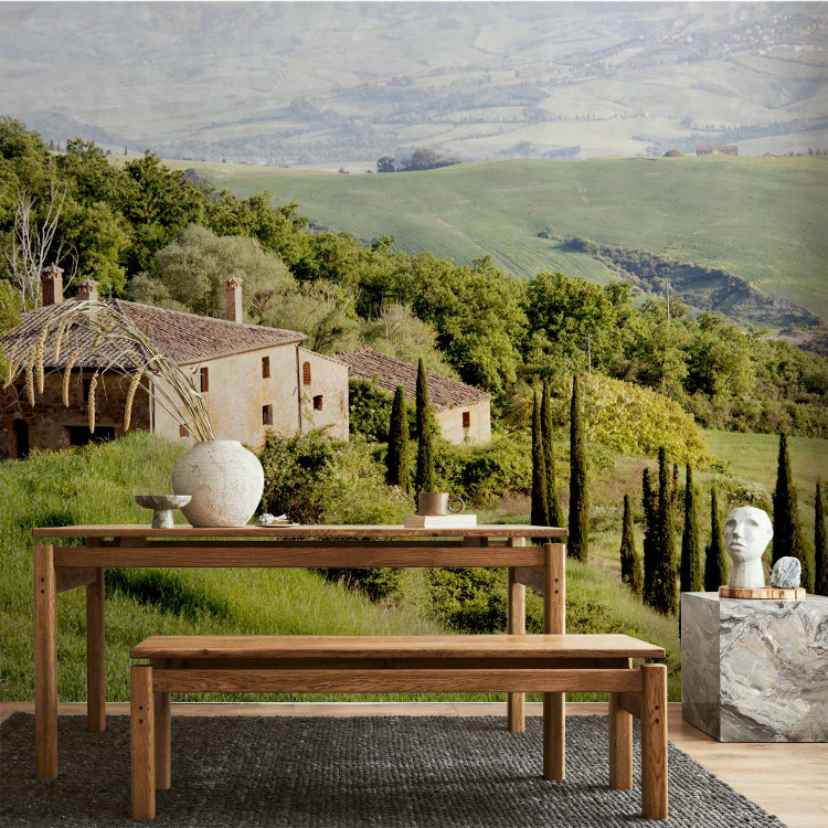 Wall Mural Under the sun of Tuscany - hillside landscape with trees in Italy with a house 97316 additionalImage 6