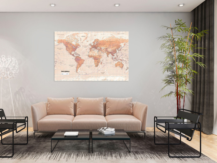 Canvas Print World Map: Orange World 98016 additionalImage 3