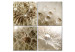 Canvas Art Print Beige Summer - Minimal Water Droplets in the Form of Abstract Flowers 98116