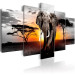 Canvas Elephant at Sunset (5-piece) - Journey Through Wild Africa 98616 additionalThumb 2