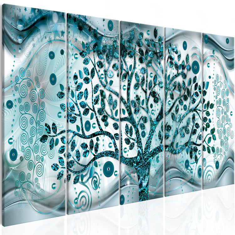 Canvas Art Print Tree and Waves (5 Parts) Blue 106926 additionalImage 2