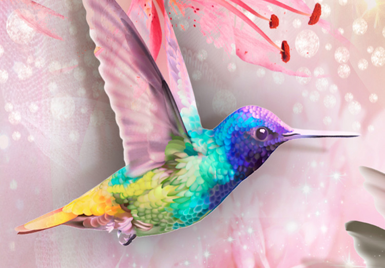 Canvas Colourful Hummingbirds (5 Parts) Wide Pink 108026 additionalImage 4