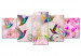 Canvas Colourful Hummingbirds (5 Parts) Wide Pink 108026
