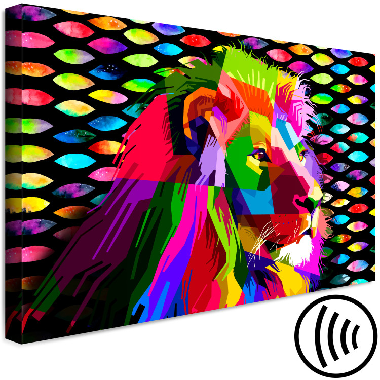 Canvas Print Rainbow Lion (1-part) Wide - Colorful Animal in Pop Art Style 108226 additionalImage 6