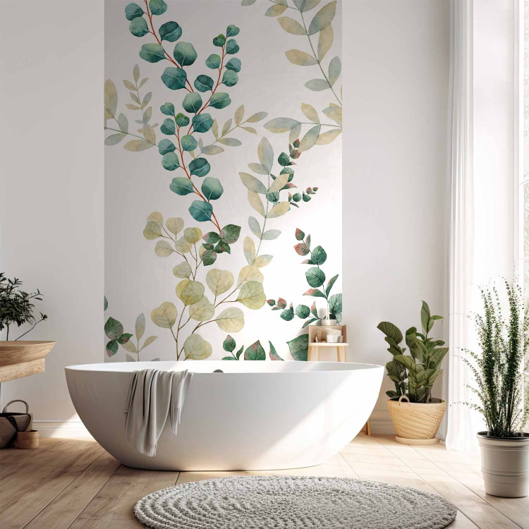 Wall Mural Twigs - delicate leaves with watercolour painting effect on a white background 113826 additionalImage 8