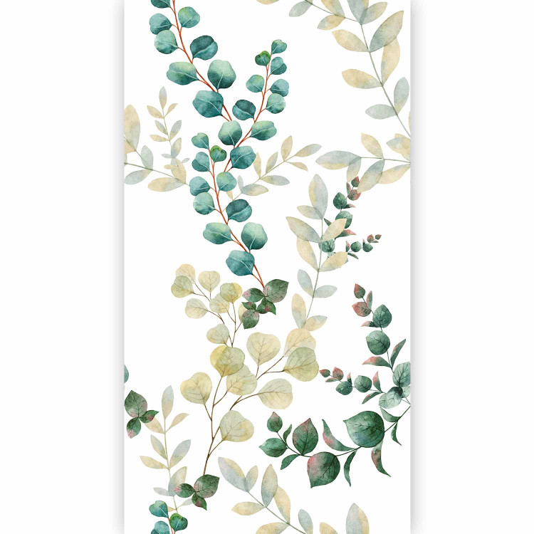 Wall Mural Twigs - delicate leaves with watercolour painting effect on a white background 113826 additionalImage 1