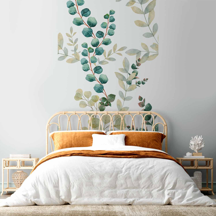 Wall Mural Twigs - delicate leaves with watercolour painting effect on a white background 113826 additionalImage 2