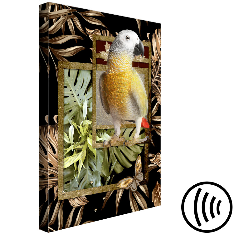 Canvas Print Bird of Jungle Paradise (1-part) - Parrot Against Leaves and Butterfly 116426 additionalImage 6