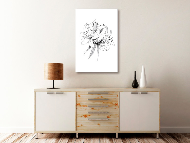 Canvas Black and white flowers - abstract, delicate nature 117126 additionalImage 3